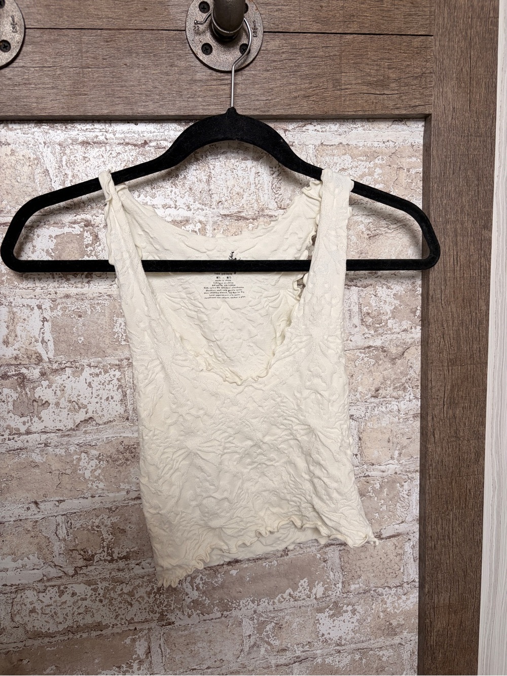 FP Cream Textured Sleeveless Crop Top